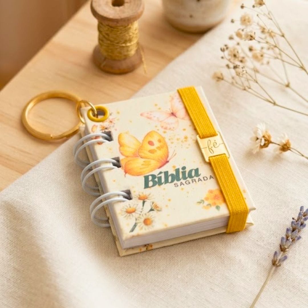 Mini Agenda Chaveiro com flores